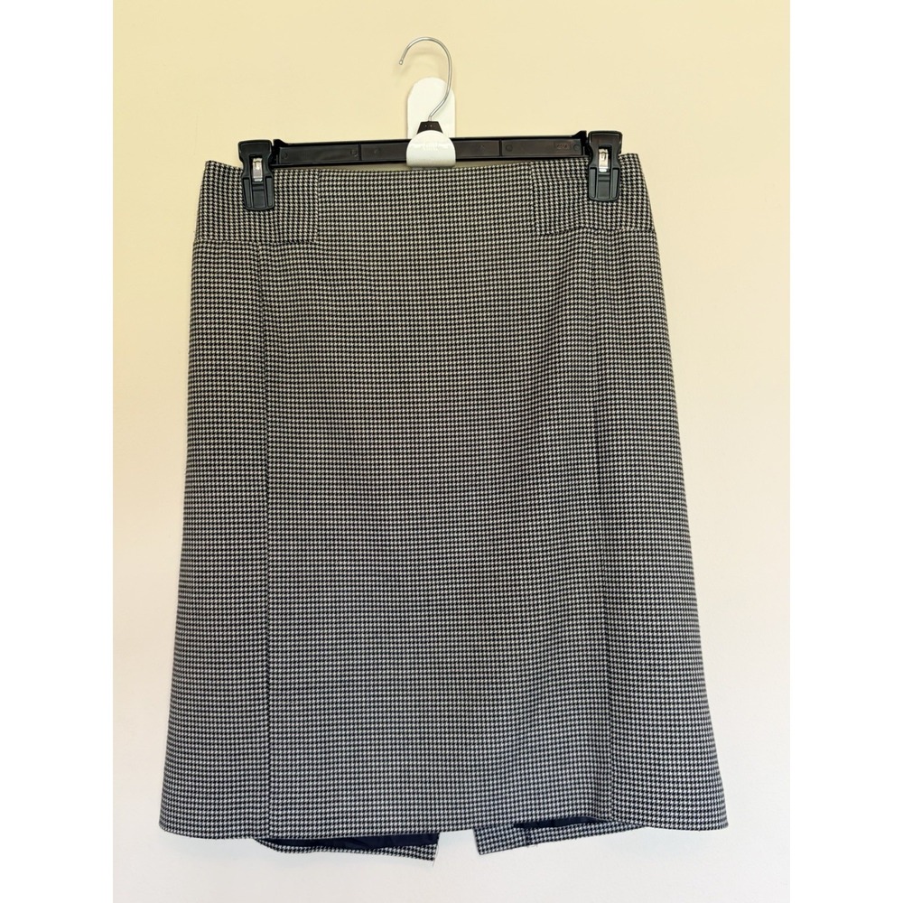 Ann Taylor Factory Houndstooth Wool Blend Lined Pencil Straight Skirt Womens 8